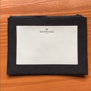 Balenciaga authentic canvas and leather pouch
